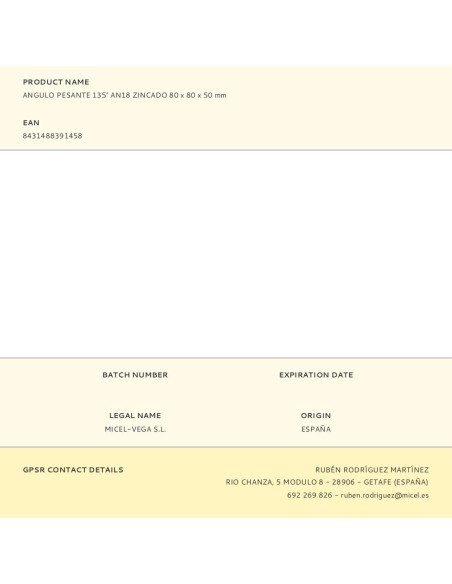 Ángulo pesante 135° an18 zincado 80 x 80 x 50 mm