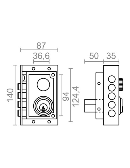 Cerradura sobreponer crs01 derecha, pintado oro