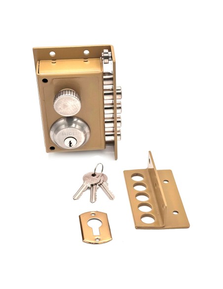 Cerradura sobreponer crs01 izquierda pintado oro