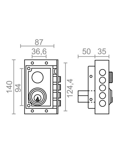 Cerradura sobreponer crs01 izquierda pintado oro