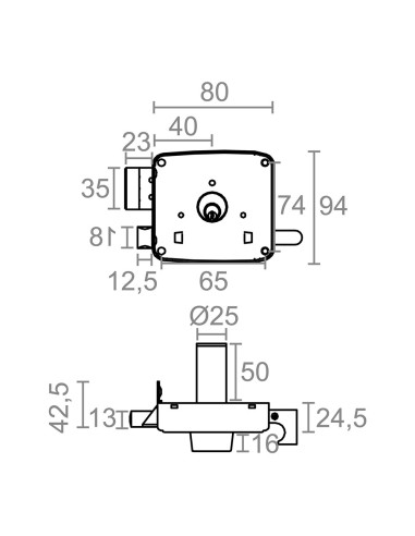 Cerradura sobreponer crs02 derecha 40 x 80 mm...