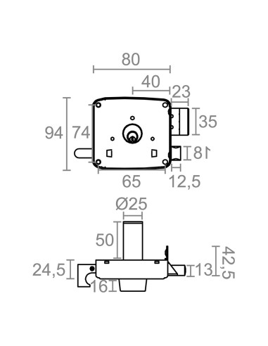 Cerradura sobreponer crs02 izda 40 x 80 mm...
