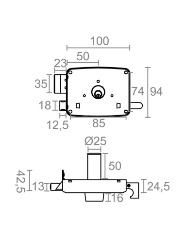 Cerradura sobreponer crs02 dcha 50 x 100 mm...