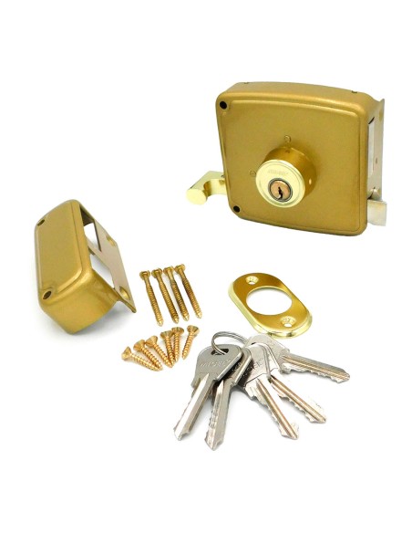 Cerradura sobreponer crs02 izquierda 50 x 100 mm pintado oro