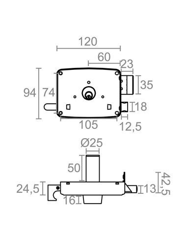 Cerradura sobreponer crs02 izda 60 x 120 mm...