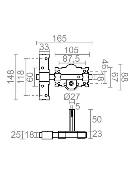 Cerrojo sobreponer crr06 105b/50 mm pintado gris