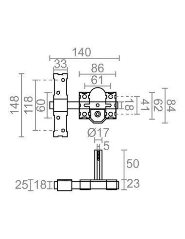 Cerrojo sobreponer crr08 86b/50 mm pintado gris...