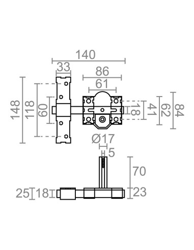Cerrojo sobreponer crr08 86b/70 mm pintado gris