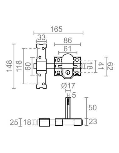 Cerrojo sobreponer crr09 86l/50 mm pintado gris...
