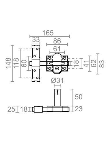 Cerrojo sobreponer crr11 86l/50 mm latón satinado