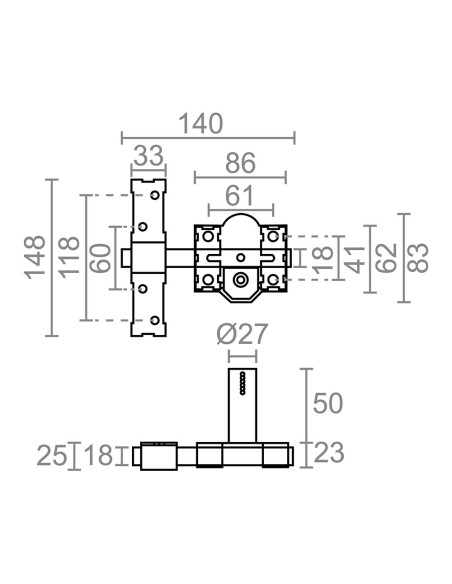 Cerrojo sobreponer crr12 86b/50 mm pintado gris