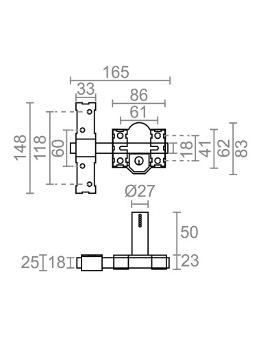 Cerrojo sobreponer crr13 86l/50 mm pintado gris