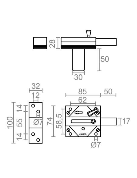 Cerrojo seguridad sobreponer crr01 latonado
