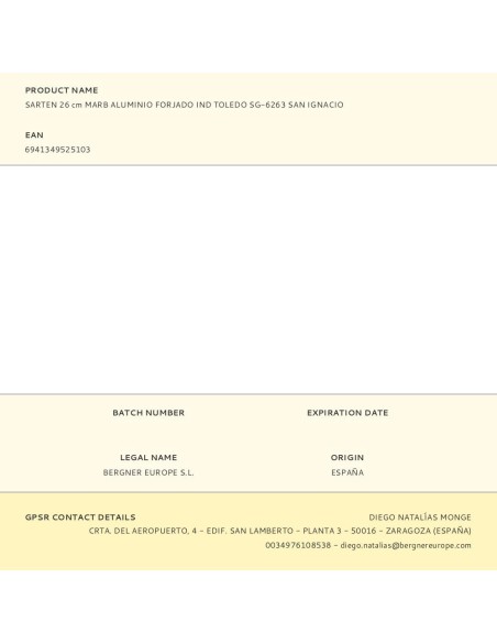 Sartén de aluminio forjado inducción toledo ø26 cm