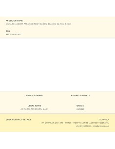 Cinta selladora para cocinas y baños, blanco, 22 mm x 3,35 m 2