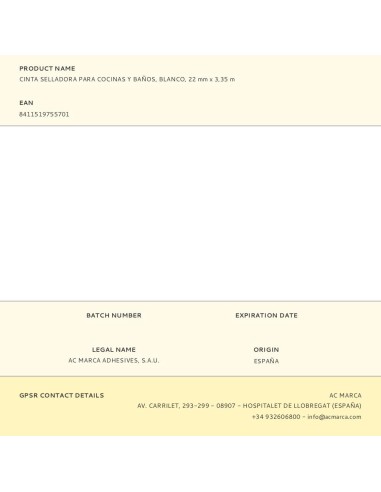 Cinta selladora para cocinas y baños, blanco,...