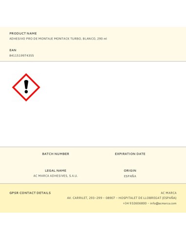 Adhesivo pro de montaje montack turbo blanco...