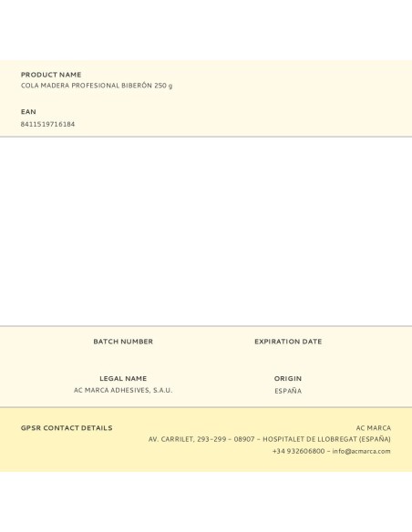 Cola madera profesional biberón 250 g