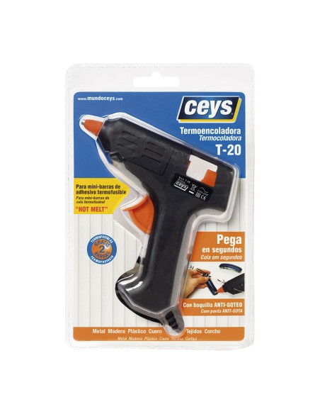 Pistola termofusible mini t-20, para barras de ø8 mm