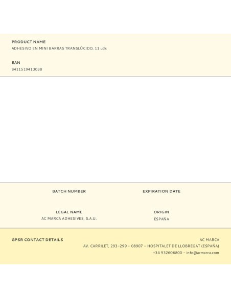 Barra de cola termofusible mini translúcido ø8 x 100 mm, 11 uds