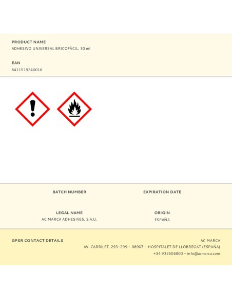 Adhesivo universal bricofácil transparente 30 ml