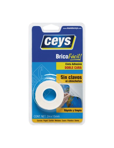 Cinta adhesiva doble cara bricofácil 15 mm x 2 m
