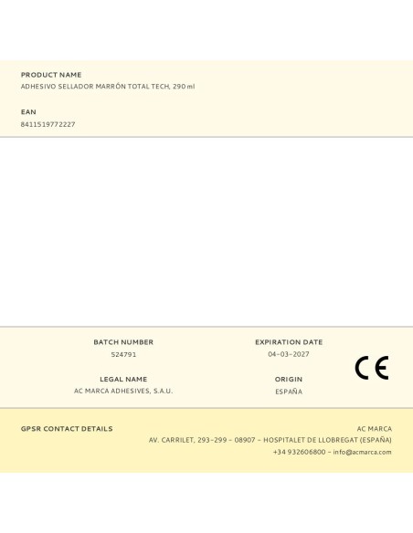 Adhesivo sellador total tech marrón 290 ml