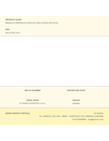 Banda autoadhesiva especial para césped artificial