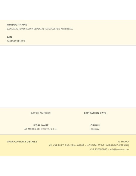 Banda autoadhesiva especial para césped artificial