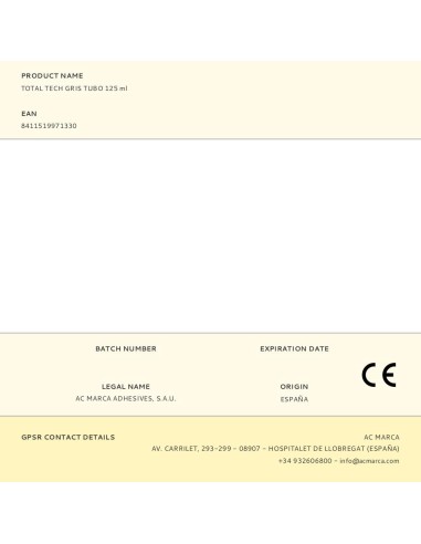 Adhesivo sellador total tech gris tubo 125 ml