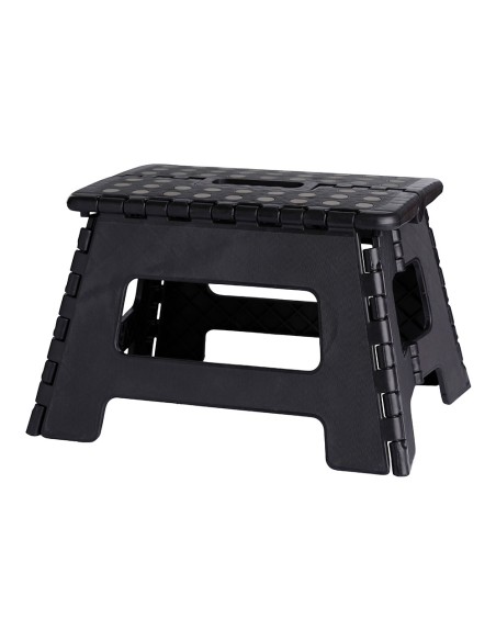 Banqueta plegable negra, 35 x 28,5 x 22 cm