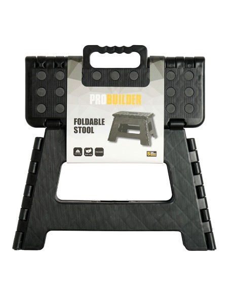 Banqueta plegable negra, 35 x 28,5 x 22 cm