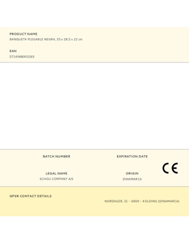 Banqueta plegable negra, 35 x 28,5 x 22 cm