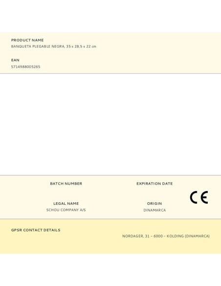 Banqueta plegable negra, 35 x 28,5 x 22 cm