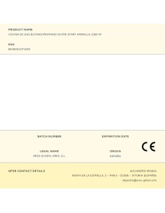 Cocina de gas butano/propano outer start amarilla 2300 w 2