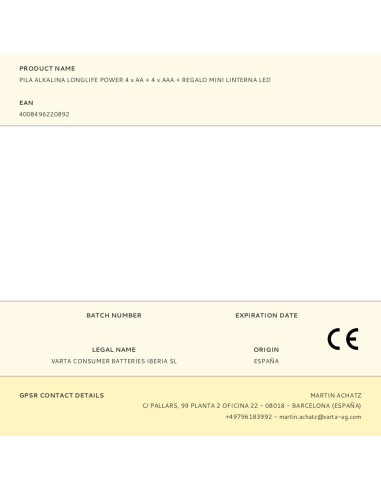 Pila alkalina longlife power 4 x aa + 4 x aaa +...