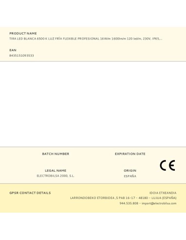 Tira led blanca 6500 k luz fría flexible...