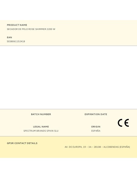 Secador de pelo rose shimmer 2200 w