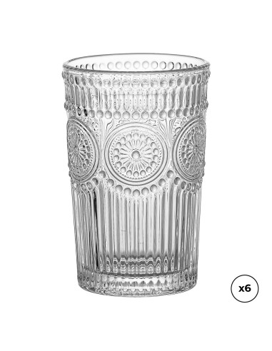 Vaso de cristal con relieve 330 ml, 6 uds