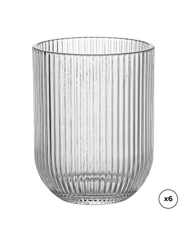 Vaso de cristal con rayas en relieve 260 ml, 6 uds