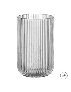 Vaso de cristal con rayas en relieve 430 ml, 6 uds