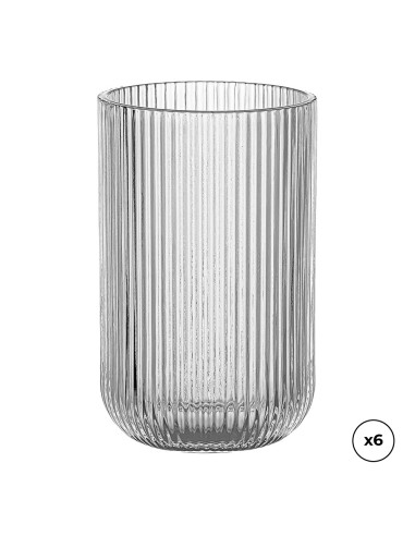 Vaso de cristal con rayas en relieve 430 ml, 6 uds