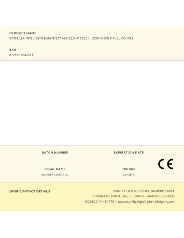 Bombilla inteligente mate e27, 12,5 w, 1521 lm,...