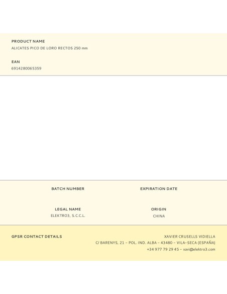 Alicates pico de loro rectos 250 mm