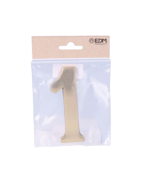 Número 1 latón pulido 10cm fijación invisible