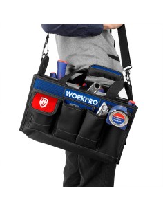 Bolsa de herramientas con correa, caja divisora y múltiples bolsillos, 39 x 22 x 29 cm 2