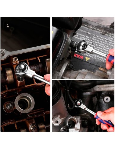 Carraca cabeza articulada 1/4", 72 dientes