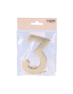 Número 3 latón pulido 10cm fijación invisible 2