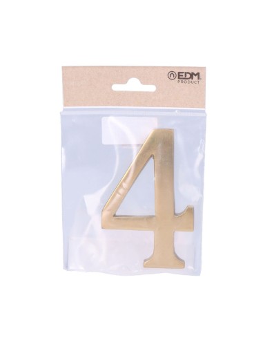 Número 4 latón pulido 10cm fijación invisible