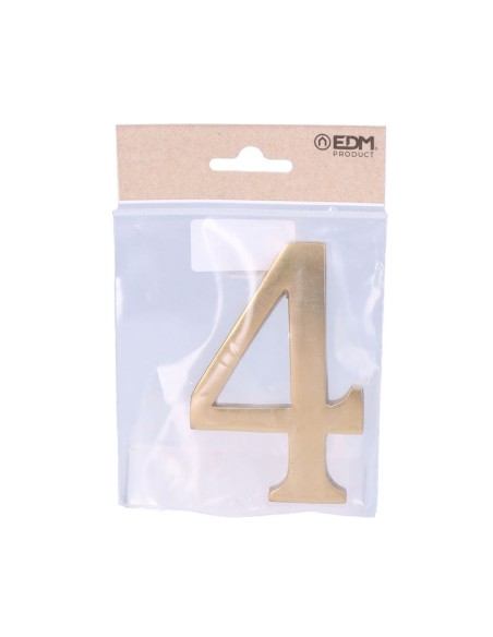 Número 4 latón pulido 10cm fijación invisible